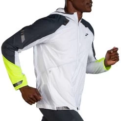 BROOKS Men's Run Visible Convertible Jacket - White/Asphalt/Nightlife -Sportswear Sales Store 211406 134 MV Run Visible Convertible Jacket 1