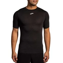 BROOKS Men's High Point Short Sleeve Shirt - Black -Sportswear Sales Store 211475 001 MF High Point Short Sleeve