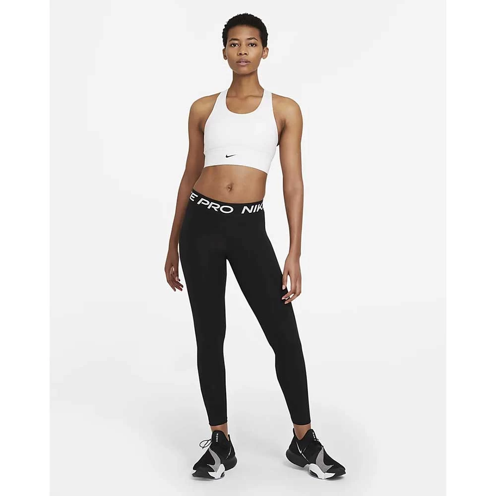 Women's Nike Swoosh Longline Bra Med Padded - White/Black 3 Women's Nike Swoosh Longline Bra Med Padded - White/Black - Image 3