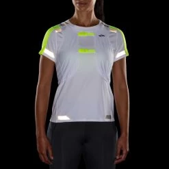 BROOKS Women's Run Visible Convertible Jacket - White/Asphalt/Nightlife -Sportswear Sales Store 221560 134 D3 Run Visible Convertible Jacket