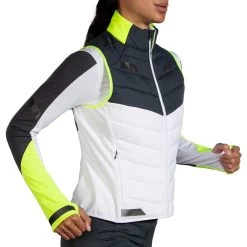 BROOKS Women's Run Visible Insulated Vest - White/Asphalt/Nightlife -Sportswear Sales Store 221561 134 MV Run Visible Insulated Vest 1
