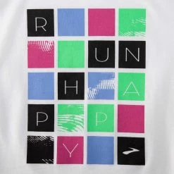 BROOKS Women's Distance Short Sleeve 2.0 - White/RH Mosaic -Sportswear Sales Store 221614 176 D1 Distance Short Sleeve 2