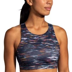 BROOKS Women's Drive 3 Pocket Sports Bra - Sundial Velocity Print -Sportswear Sales Store 350080 078 MF Drive 3 Pocket Run Bra