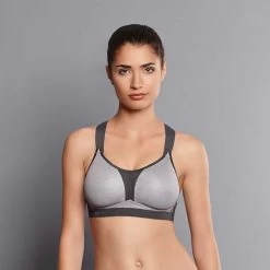 Women's DYNAMIX STAR - Sports Bra Racerback, Maximum Support - Heather Grey