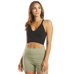 Women's Good Karma Crop Tank - Solid Black