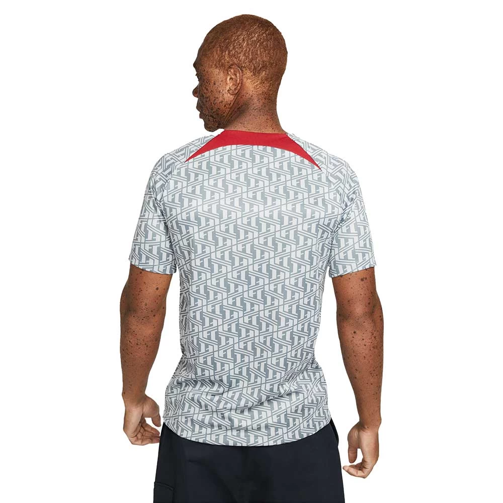 Nike Men's Liverpool FC Prematch Short Sleeve - Wolf Grey/Tough Red 2 Nike Men's Liverpool FC Prematch Short Sleeve - Wolf Grey/Tough Red - Image 2