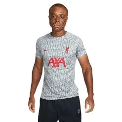 Nike Men's Liverpool FC Prematch Short Sleeve - Wolf Grey/Tough Red
