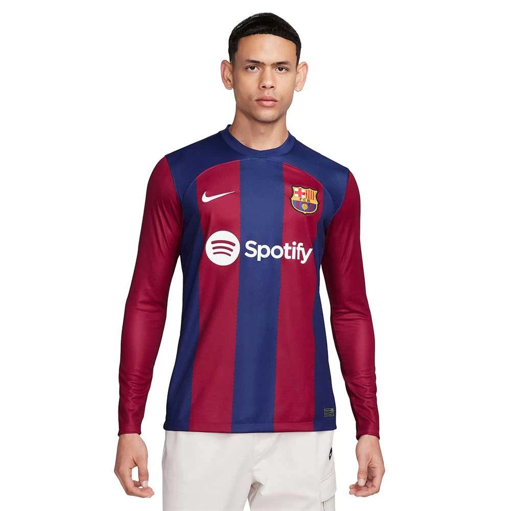 Men's FC Barcelona 2023/24 Stadium Home Nike Dri-FIT Long-Sleeve Soccer Jersey- Deep Royal Blue/Noble Red/White 1 Men's FC Barcelona 2023/24 Stadium Home Nike Dri-FIT Long-Sleeve Soccer Jersey- Deep Royal Blue/Noble Red/White