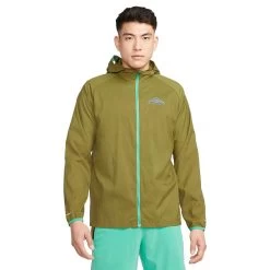 Men's Nike Trail Lightweight Jacket - Olive Flak/Spring Green