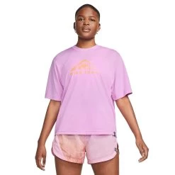 Women's Nike Dri-Fit Tee Short Sleeve Trail - Rush Fuchsia/Sundial