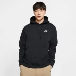 Men's Nike Sportswear Club Fleece Pullover Hoodie - Black/Black/White -Sportswear Sales Store BV2654 010 PHSFM001 2000