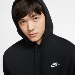 Men's Nike Sportswear Club Fleece Pullover Hoodie - Black/Black/White -Sportswear Sales Store BV2654 010 PHSYM001 2000