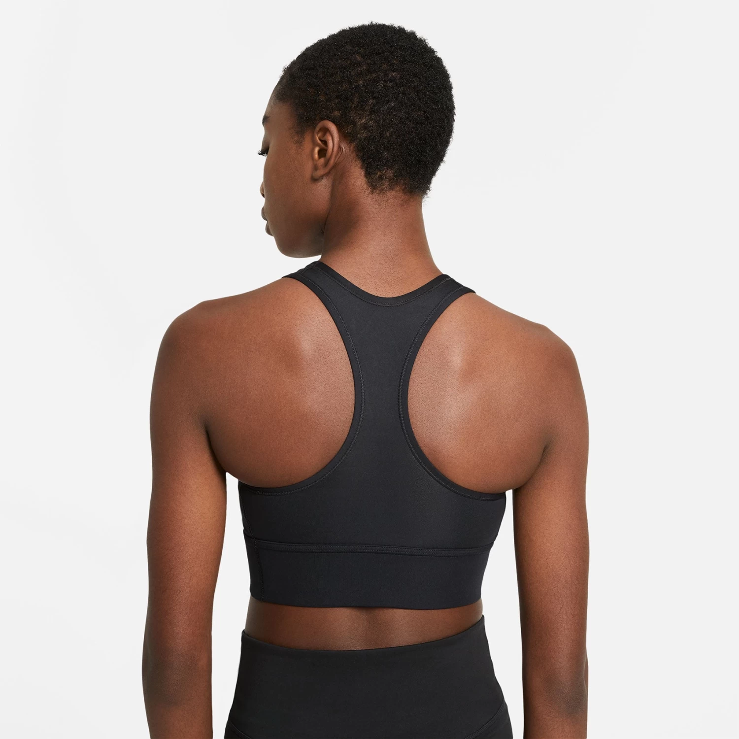 Women's Nike Swoosh Medium-Support Longline Bra - Black/White 2 Women's Nike Swoosh Medium-Support Longline Bra - Black/White - Image 2