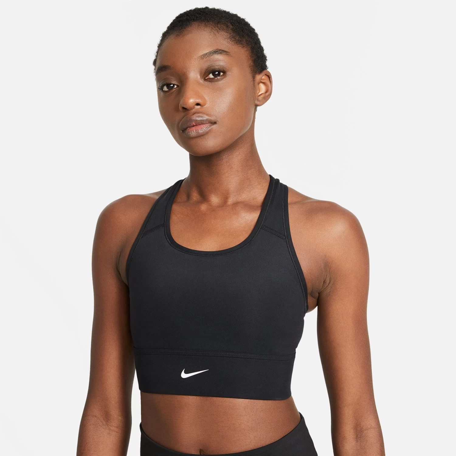 Women's Nike Swoosh Medium-Support Longline Bra - Black/White 1 Women's Nike Swoosh Medium-Support Longline Bra - Black/White