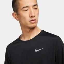 Men's Nike Dri-FIT Miler Long Sleeve Running Top - Black/Reflective Silver -Sportswear Sales Store DD4576 010 PHSYM001 2000