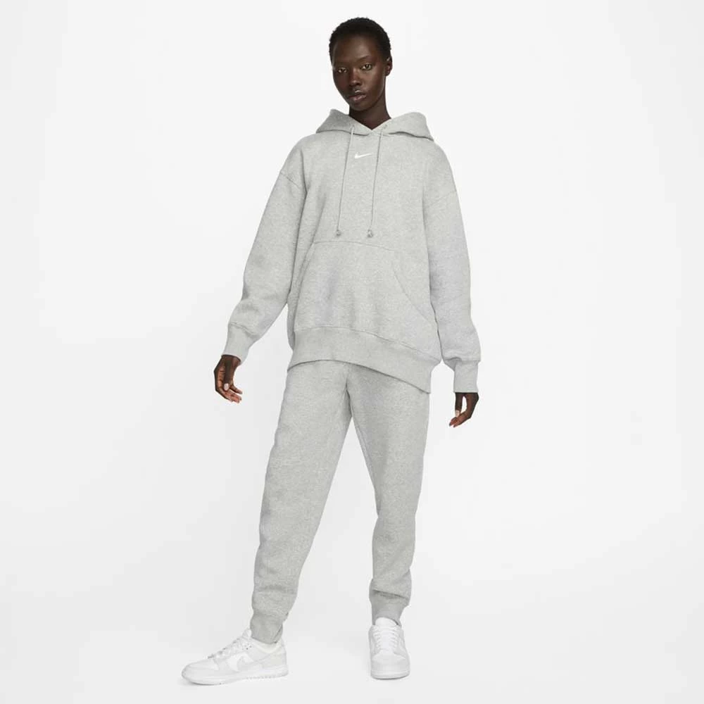 Nike Women's Fleece Oversized Pullover Hoodie - Dark Grey Heather/Sail 1 Nike Women's Fleece Oversized Pullover Hoodie - Dark Grey Heather/Sail