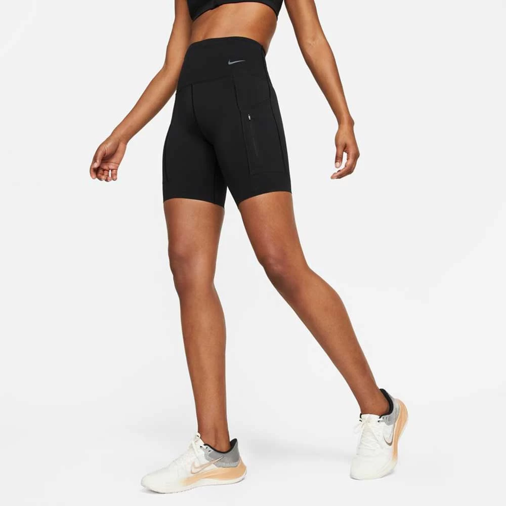 Women's Nike Dri-Fit Go High Rise 8in Short - Black 3 Women's Nike Dri-Fit Go High Rise 8in Short - Black - Image 3