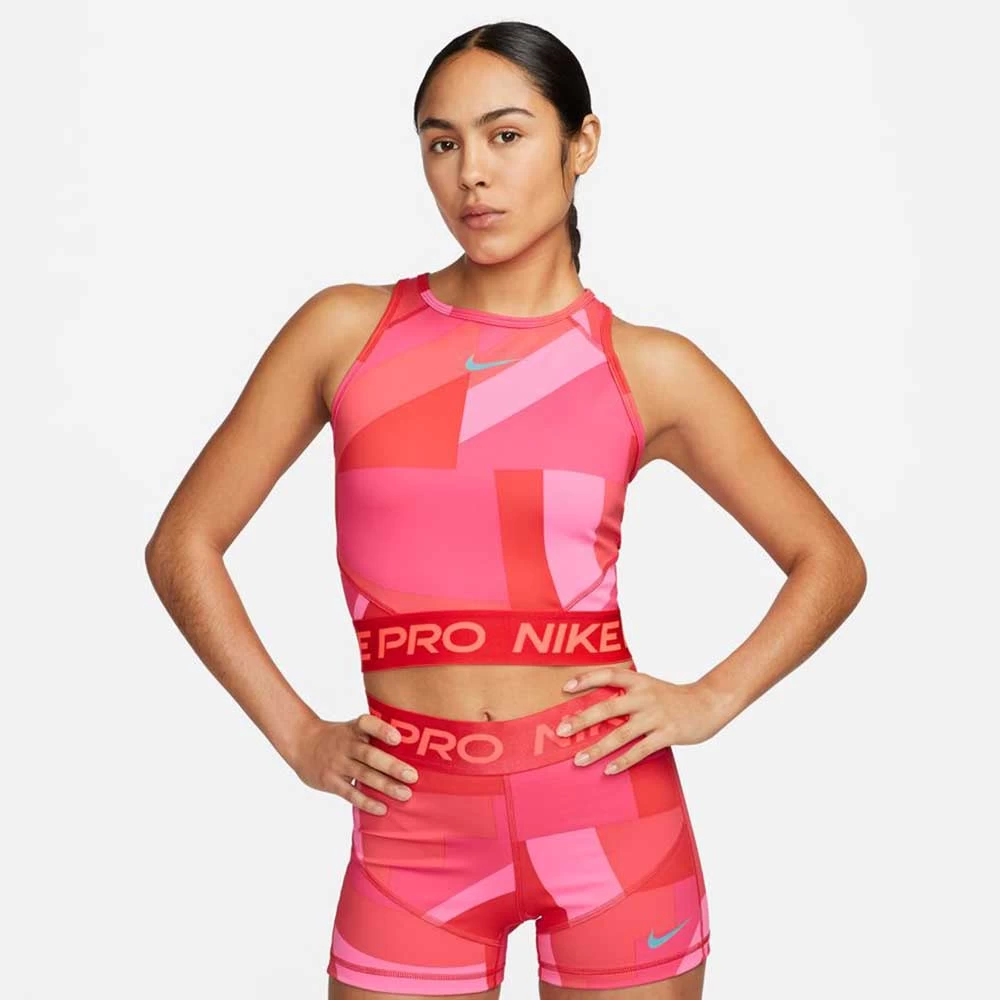 Nike Women's Dri-Fit Crop Tank Top - Bright Crimson/Hot Punch 2 Nike Women's Dri-Fit Crop Tank Top - Bright Crimson/Hot Punch - Image 2