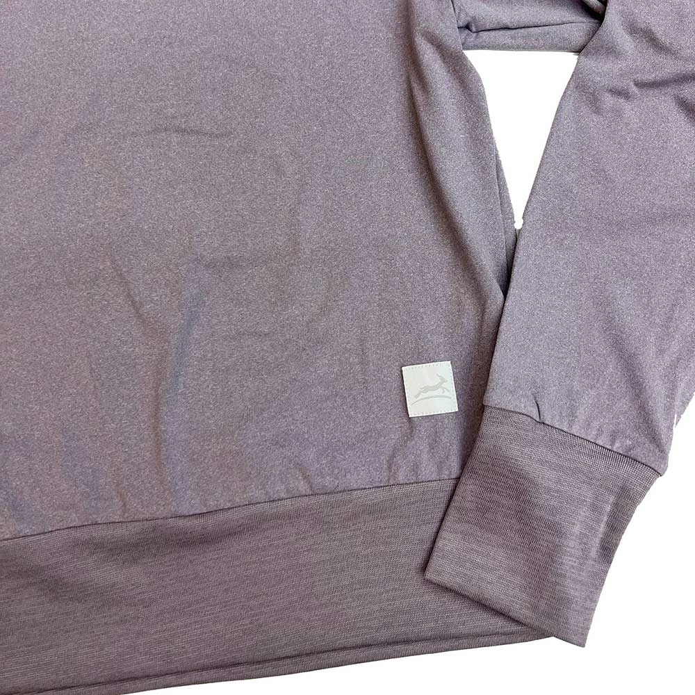 Women's Performance Tech Crewneck Sweatshirt - Heather Dusty Orchid/Light Gray Woven Gazelle Patch 2 Women's Performance Tech Crewneck Sweatshirt - Heather Dusty Orchid/Light Gray Woven Gazelle Patch - Image 2
