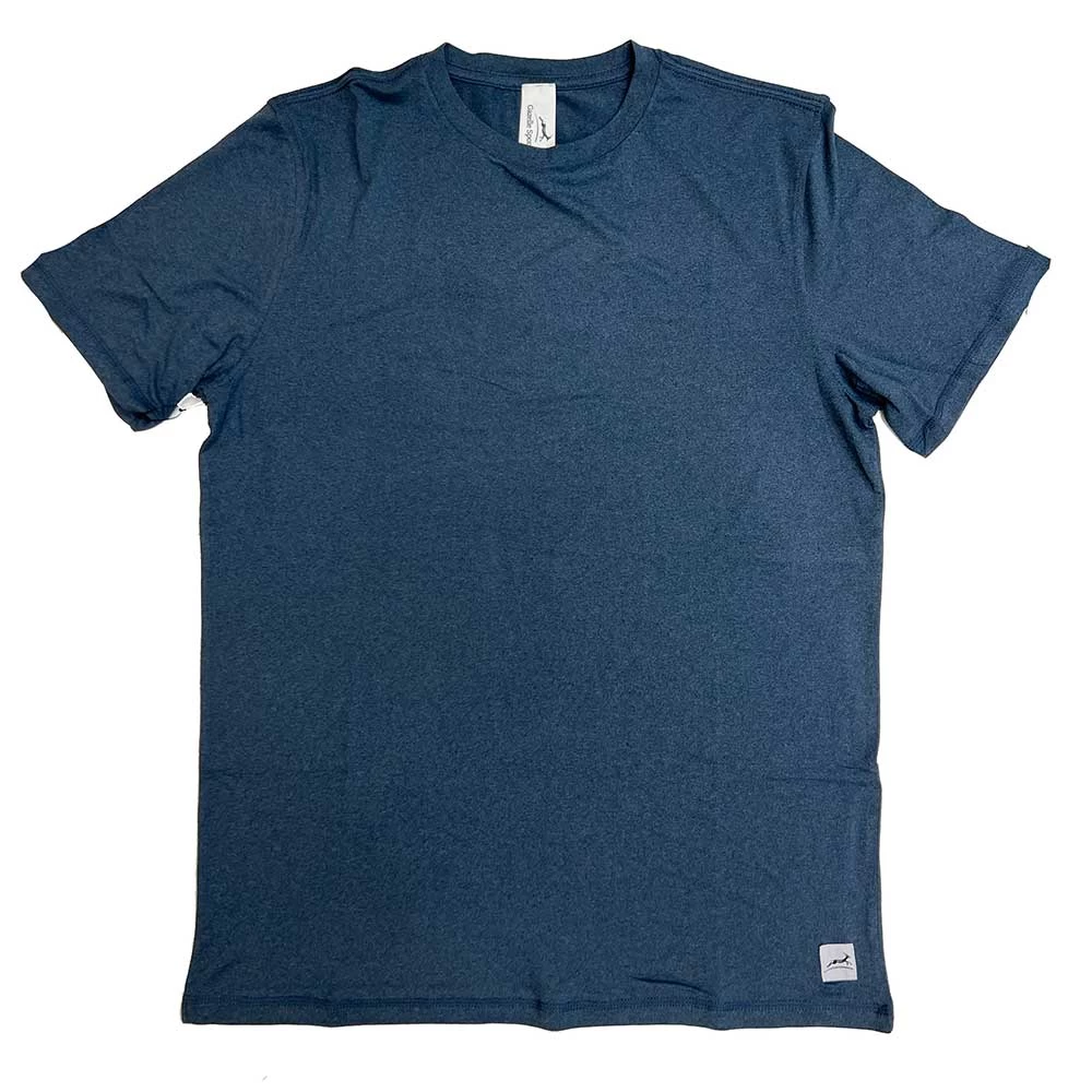 Men's Performance Tech Short Sleeve - Heather Navy/Dark Gray Woven Gazelle Patch 1 Men's Performance Tech Short Sleeve - Heather Navy/Dark Gray Woven Gazelle Patch