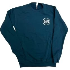 Unisex RUN MICH Sponge Fleece Drop Shoulder Sweatshirt - Atlantic/White