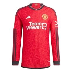 ADIDAS Men's Manchester United 23/24 Home Long Sleeve Jersey - Team Collegiate Red