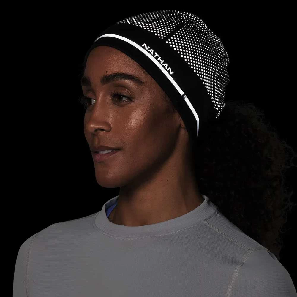 Nathan HyperNight Reflective Pony Tail Beanie - Black/Geo Print 4 Nathan HyperNight Reflective Pony Tail Beanie - Black/Geo Print - Image 4