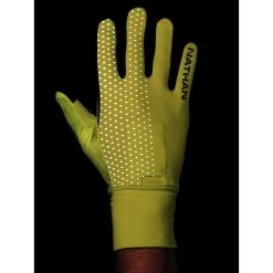Nathan HyperNight Reflective Glove - Hi Vis Yellow/Geo Print -Sportswear Sales Store NS10460 40044 HyperNightReflectiveGlove onBody 1
