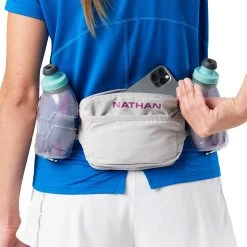 Nathan Trail Mix Plus 20oz Insulated 3.0 Hydration Belt - Vapor Grey/Magenta -Sportswear Sales Store NS30510 60288 TrailMixPlusInsulated 3 onBody 4
