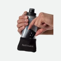 Nathan Unisex QuickSqueeze Lite Insulated 12oz - Black/Marine Blue -Sportswear Sales Store NS40060 00030 12oz QuickSqueezeLite12Insulated onBody 3 900x 1