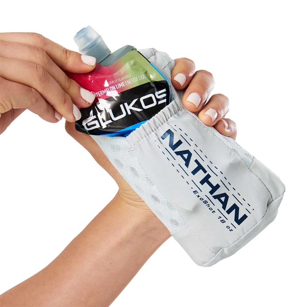 Nathan ExoDraw 2.0 (18oz) Handheld Water Bottle - Vapor Grey/Estate Blue 5 Nathan ExoDraw 2.0 (18oz) Handheld Water Bottle - Vapor Grey/Estate Blue - Image 5