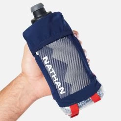 Nathan QuickSqueeze Insulated 18oz Handheld Water Bottle - Estate Blue/White