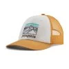 Patagonia Line Logo Ridge LoPro Trucker Hat - White W/Dried Mango