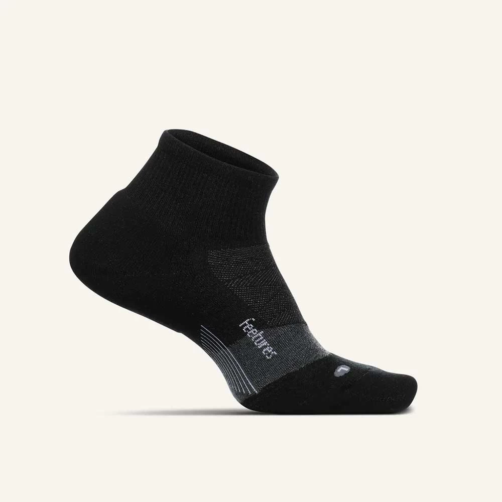 Feetures Unisex Merino 10 Cushion Quarter Socks- Charcoal 1 Feetures Unisex Merino 10 Cushion Quarter Socks- Charcoal