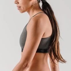 Women's Strappy Pocket Bra - Charcoal -Sportswear Sales Store RW225 4 3