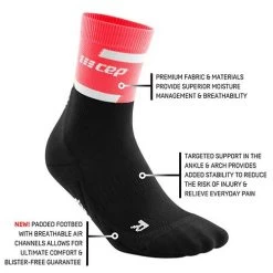 CEP Women's The Run Compression Mid Cut Socks 4.0 - Pink/Black -Sportswear Sales Store The Run mid cut 4.0 pink infograph 1800x1800 c6be09f7 e9d3 4f83 bd29 46eaff383c34