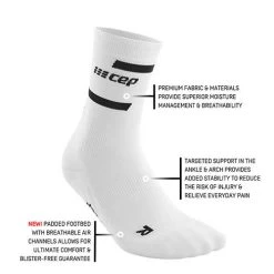 CEP Men's The Run Compression Mid Cut Socks 4.0 - White -Sportswear Sales Store The Run mid cut 4.0 white infograph 5 1800x1800 f4f63010 752e 434a a795 1179d7958dd1