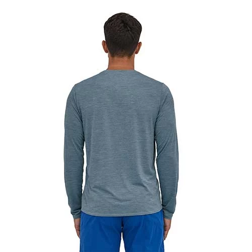 Patagonia Men's Long-Sleeved Capilene Cool Daily Graphic Shirt - Line Logo Ridge Stripe: Light Plume Grey X-Dye 3 Patagonia Men's Long-Sleeved Capilene Cool Daily Graphic Shirt - Line Logo Ridge Stripe: Light Plume Grey X-Dye - Image 3