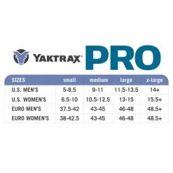 Unisex Yaktrax Pro Traction Device - Extra Large - Black -Sportswear Sales Store Yaktrax Pro Sizing Chart