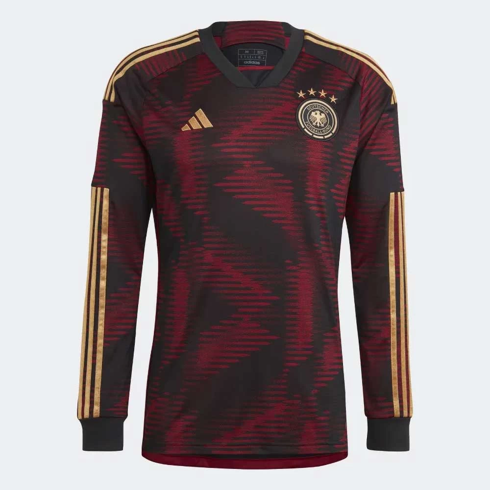ADIDAS Men's Germany 2022 Away Long Sleeve Jersey - Black 1 ADIDAS Men's Germany 2022 Away Long Sleeve Jersey - Black