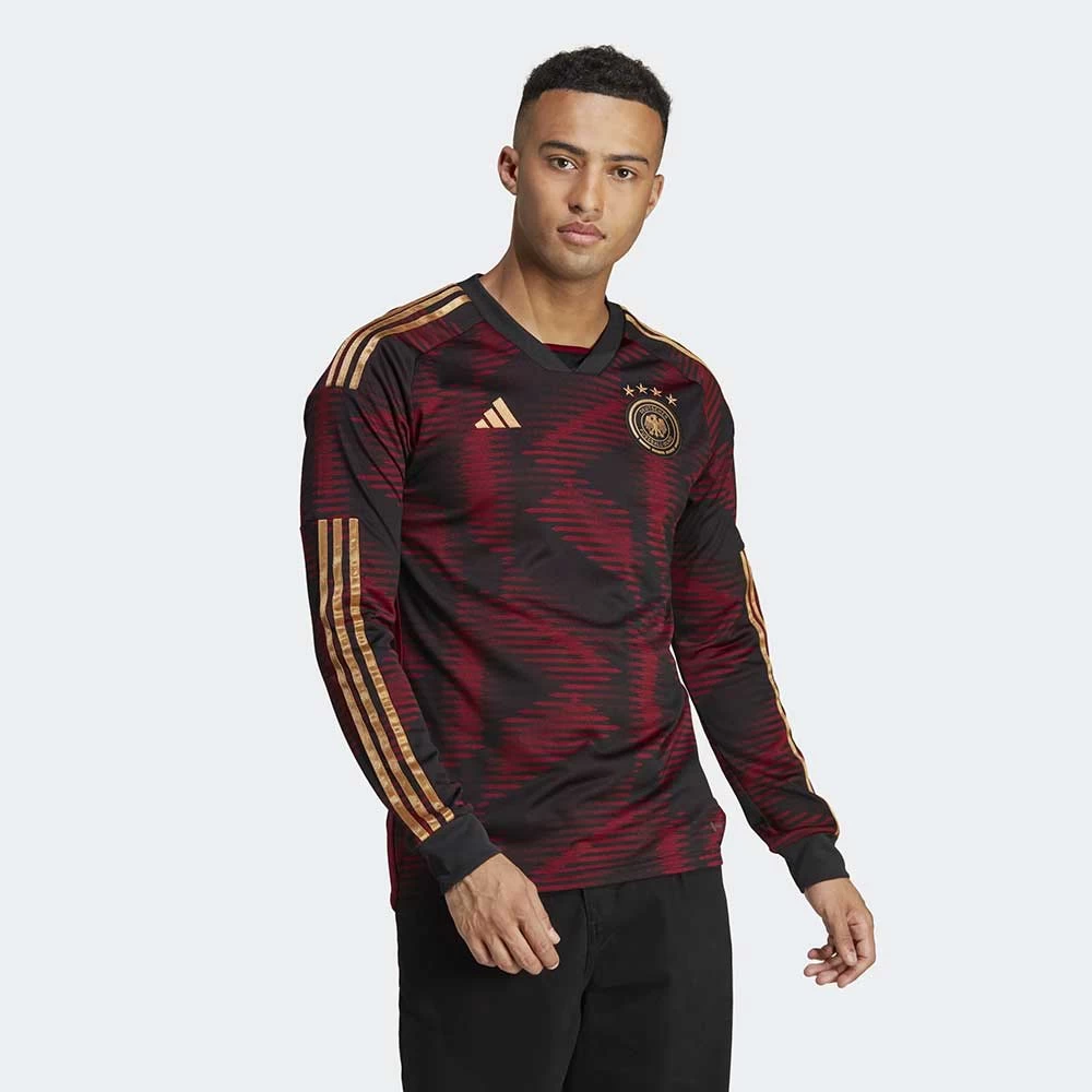 ADIDAS Men's Germany 2022 Away Long Sleeve Jersey - Black 2 ADIDAS Men's Germany 2022 Away Long Sleeve Jersey - Black - Image 2