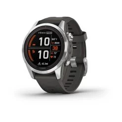 Garmin Fenix 7S Pro Solar Glass - Silver With Graphite Band