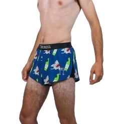 Men's Blue Sharks 2" Split Short - Blue Sharks -Sportswear Sales Store chicknlegs mens shark 2 inch split shorts side