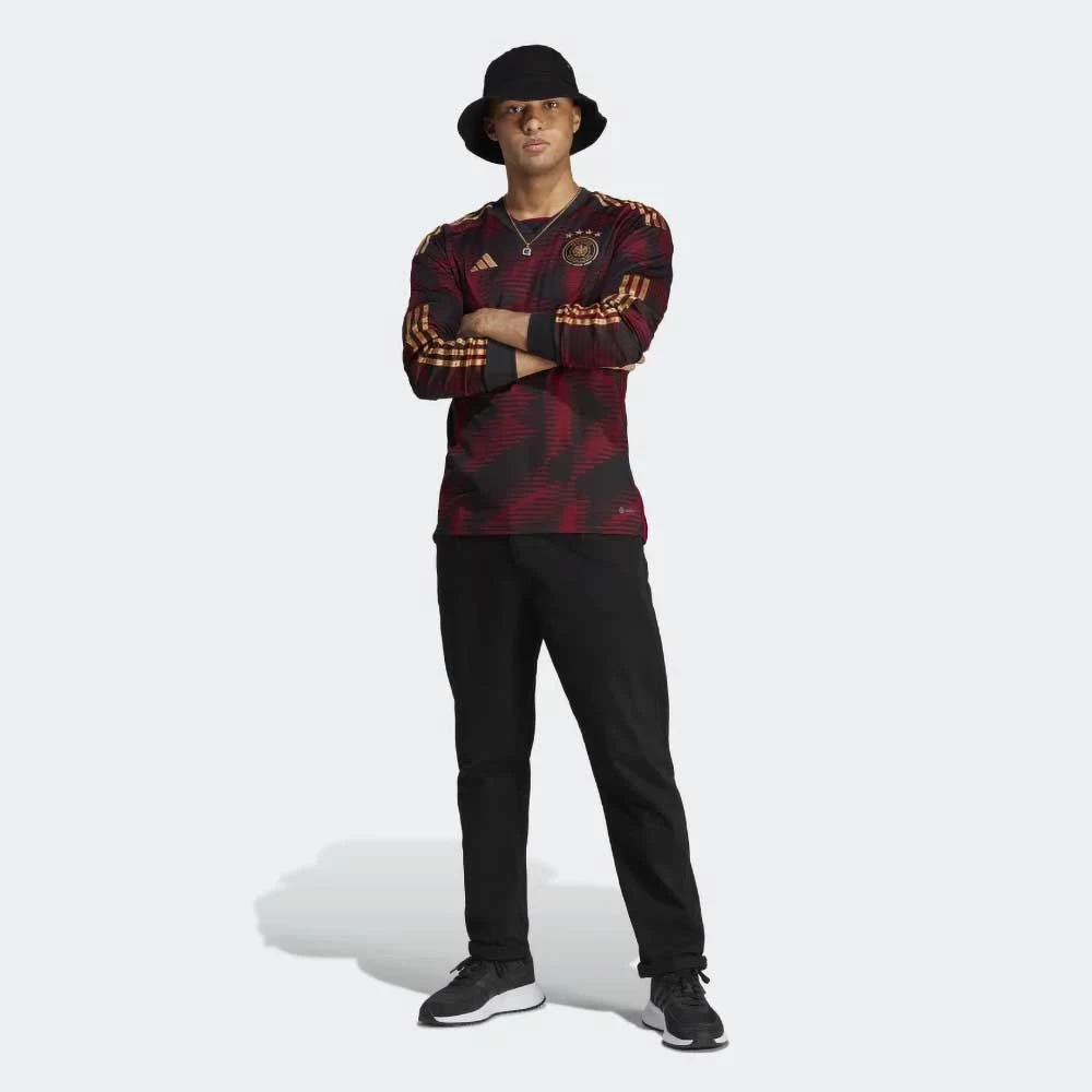 ADIDAS Men's Germany 2022 Away Long Sleeve Jersey - Black 4 ADIDAS Men's Germany 2022 Away Long Sleeve Jersey - Black - Image 4