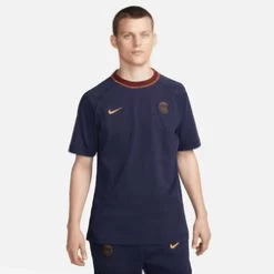 Nike Men's Paris Saint-Germain Travel Short Sleeve Soccer Top - Blackened Blue/Team Red/Gold Suede