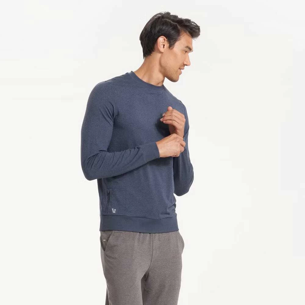 Vuori Men's Ponto Performance Crew - Azure Heather 2 Vuori Men's Ponto Performance Crew - Azure Heather - Image 2