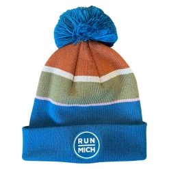 RUN MICH Pom Striped Beanie - Navy/Olive/Rust/Lilac
