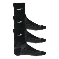 Saucony Men's Inferno Cushioned Mid Crew Sock - Black- 3-pack