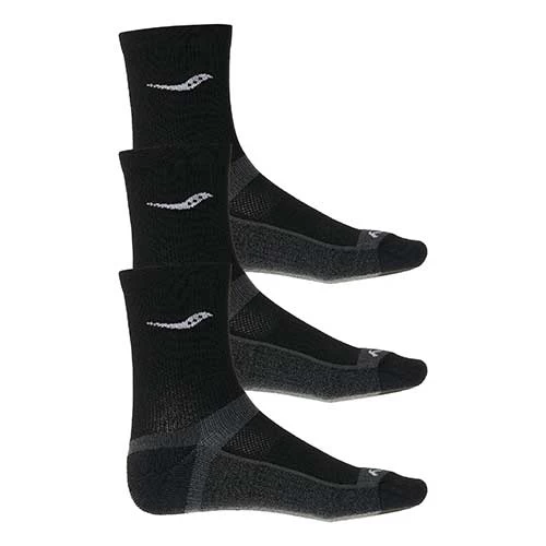 Saucony Men's Inferno Cushioned Mid Crew Sock - Black- 3-pack 1 Saucony Men's Inferno Cushioned Mid Crew Sock - Black- 3-pack