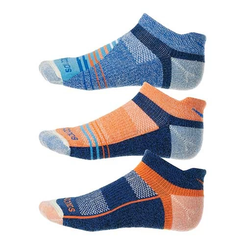 Saucony Men's Inferno Merino Wool No Show Tab Socks - Orange/Blue -3-pack 2 Saucony Men's Inferno Merino Wool No Show Tab Socks - Orange/Blue -3-pack - Image 2
